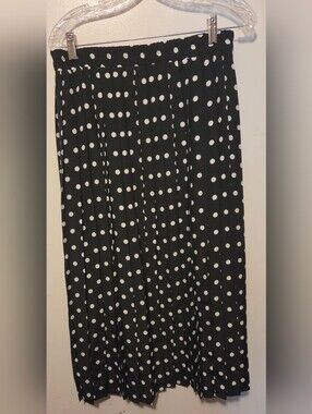 Fay Black Midi Skirt Size 36  with White Polka Dots